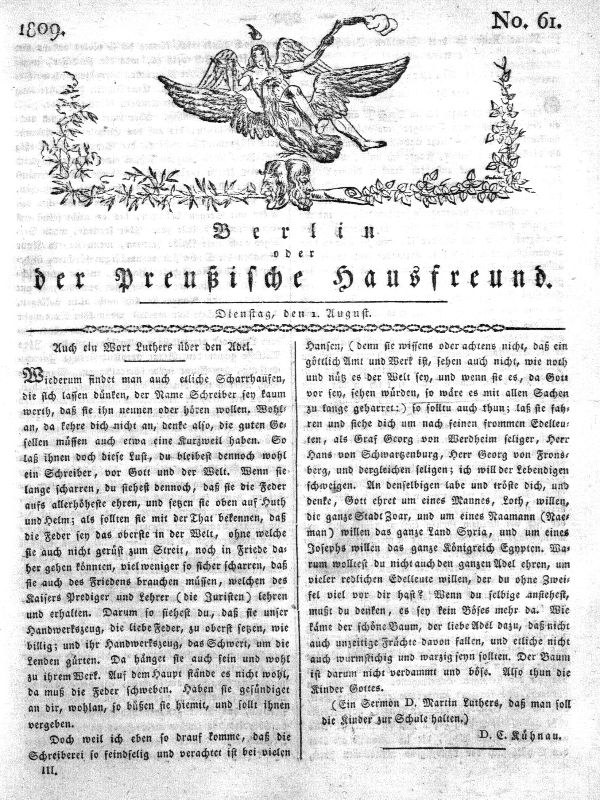 Titelblatt der ersten Auflage der deutschen Verfassung mit einer Adlerillustration und Text, mit einer Figur, die die deutsche Regierung darstellt.