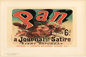 Ein Plakat mit einem Porträt eines Menschen mit kurzen, dunklen Haaren und einem ernsten Gesichtsausdruck, der ein weißes Hemd trägt, mit der schwarzen, fetten Schrift "Pan: Ein Satire-Journal" in der Mitte auf einem weißen Hintergrund.