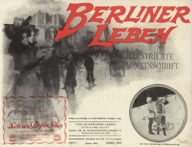 Altes Buch mit dem Titel 'Berliner Leben' mit einem Foto von Menschen in traditioneller deutscher Kleidung auf dem Cover.